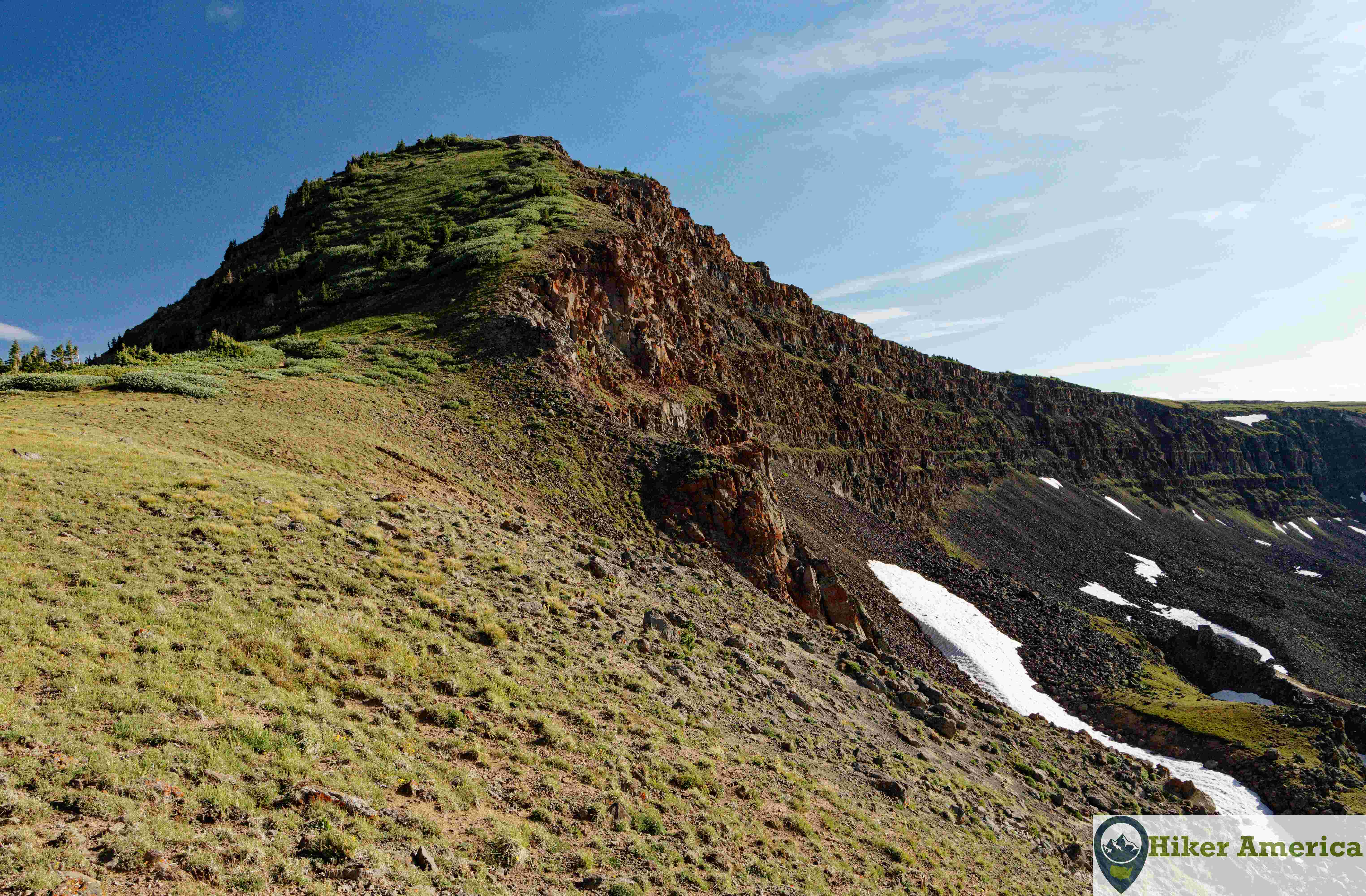 Looking up at Devils Causeway Peak.